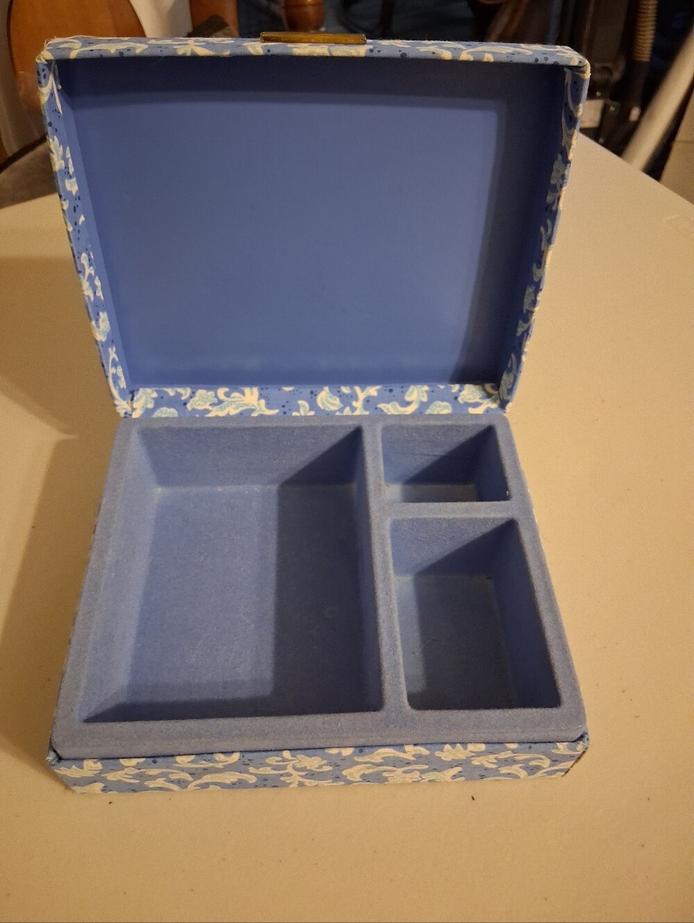 Vintage Avon  Fabric Blue Floral Jewelry Organizer Box